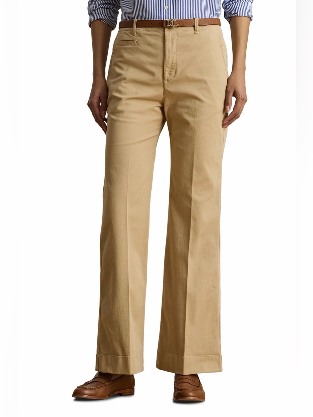 Lauren Ralph Lauren Flare Stretch Cotton Chino Pants Birch Tan Women’s 8 EUC